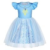 HenzWorld Toddler Dress for Girls Princess Costume for Halloween Birthday Party Cosplay Fancy Outfits Dresses for Girl 3T, Light Blue Vestido De Cenicienta para Niñas