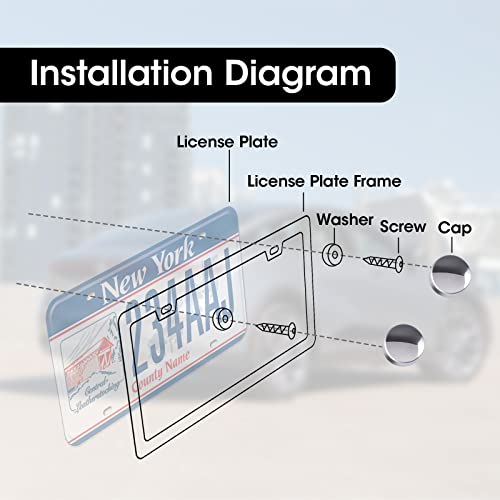 Chrome License Plate Frames, Silver License Plate Frame Universal Car License Plate Covers, Rust-Proof, Weather-Proof Silver Stainless Steel License Plate Holder, Pack Of 2 #TOP5