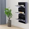 Wall Mounted Shoe Cabinet, 3 Drawer Shoe Storage Cabinet 19.88''x4.8''x40.67'' Wall Mounted Metal Shoe Rack Orgainzer for Entryway, Hallway and Corridor - Holds 9 Pair Shoes (Grey)