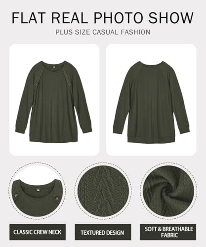 RITERA Plus Size Tops for Women Long Sleeve Casual Pullover Button Shirts Crewneck Fashion Basic Fall Winter Top XL-5XL2