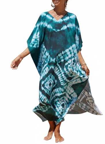 Image of Kaftan Dresses for Women Plus Size Summer Beach Dress with Print and Swim Cover Ups