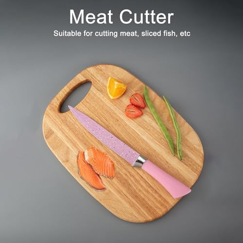 Miniatura 5 de Juego de cuchillos de cocina de 6 piezas, cubiertos y accesorios de cuchillos, juego de cuchillos coloridos de acero inoxidable con diseño de mango