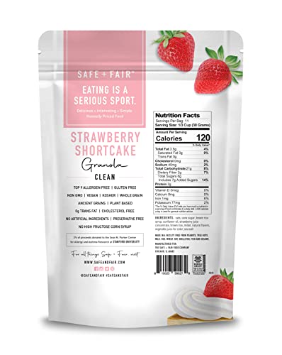 Image of The Safe + Fair Food Company Strawberry Shortcake Granola - 12oz, 6 Pack | Gluten-free, dairy-free & vegan snack, allergen-free, non-GMO, no artificial ingredients