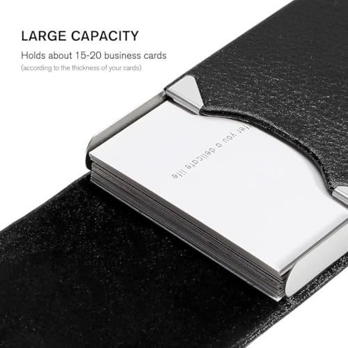 Image of FELSTAR Customized /Personalized Card Holder with Name Engraved, Leather Professional Business Visiting Card Holder /Credit Card Holders Men, Women Day Gift, Corporate Gift for Employees (S Black Plain)