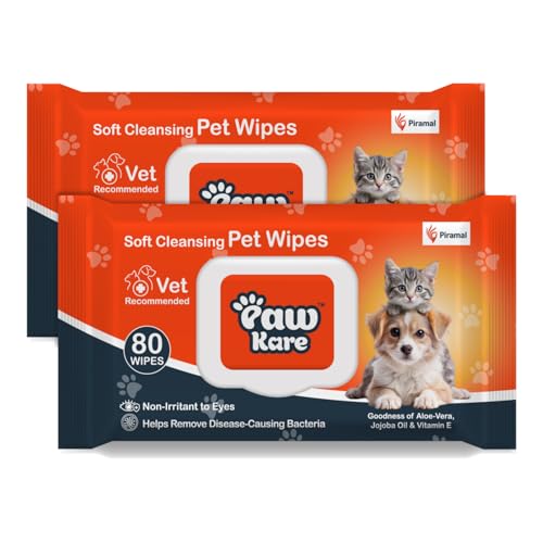 Pet Wipes for Dogs & Cats | 160 Count | 80 x Pack of 2 | Vet Reco...