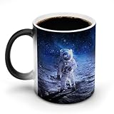 マグカップ 月 青い宇宙 宇宙飛行士 熱で色が変わる コーヒーカップ 変色カップ セラミック 耐熱 350ml 大容量 ティー マジック ハンドル付き 人気 おしゃれ 陶器 オフィス用 家庭用 贈り物