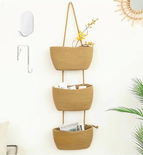 Wycoroy Over the Door Organizer, 3 Tier Hanging Wall Basket