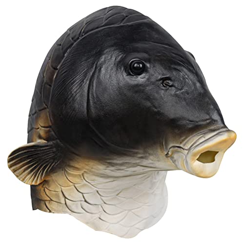 Sahgsa Fish Costume Mask - Animal Theme - Adults Unisex - Latex Material - Halloween Party Cosplay, Blackfish, 34 * 30 cm