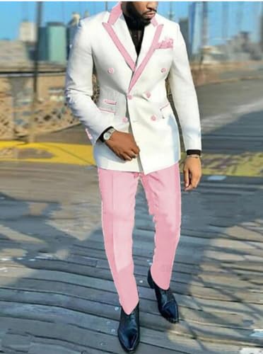 Mi Bo Tong Double Breasted Mens Suit 2 PC Slim Fit Summer Suits for Wedding Blazer Pants Groomsmen Tuxedos4