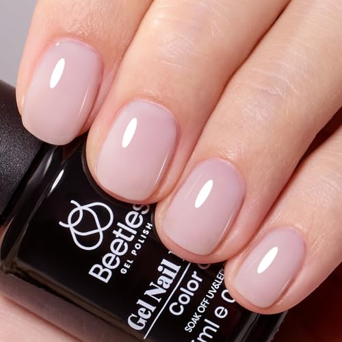Image of Beetles Nude Gel Nail Polish - 15ml Nude Purple Jelly Gel Polish Neutral Nail Polish Nail Concealer Sheer Translucent Effect Soak Off UV French Nail Art Manicure Salon DIY Gifts for Women