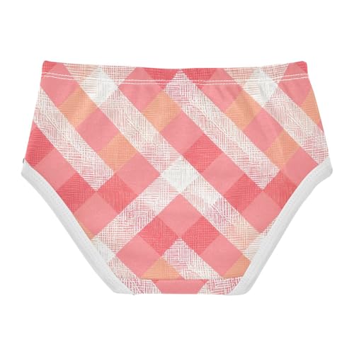 Cotton Toddler Girls Underwear Geometric Plaid Motifs Coral Red Girl Panties Cute Aesthetic Undies Kids Briefs 2t2