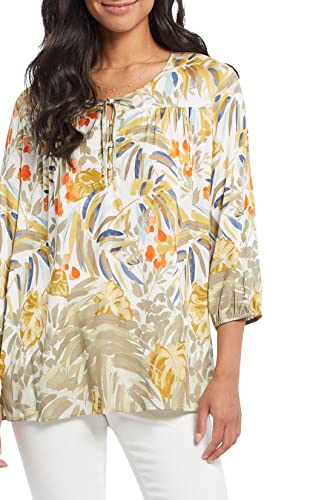 Tribal Women's 3/4 Slv Blouse W/Side Slits, Apricot, Medium #TOP1