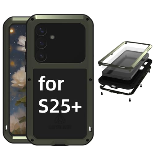 Coque Samsung S25 Plus LOVE MEI en métal vert antichoc intégrale avec verre trempé