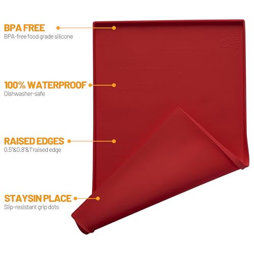 image for Hubulk Dog Feeding Mat,100% Waterproof BPA Free Silicone Pet Food and 