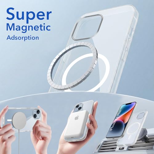 Image of Jkobi Lifetime Anti-Yellow MagSafe Compatible Clear Back Cover Case for Apple iPhone 14 Plus (Sleek Hard Crystal | Shockproof and Camera Protection)