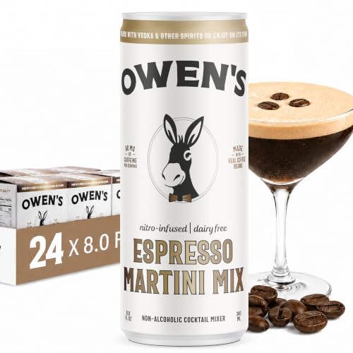 Owen's Espresso Martini Mix, Coffee Cocktail Mixer, 8 oz Cans, 24 Pack