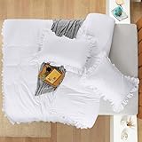Utopia Bedding Ruffle Duvet Cover - King Size Duvet Cover Set with Pillowcases - Soft Microfibre Polyester Ruffle Bedding (White) - Image 4