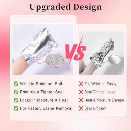NXJ INFILILA Nail Foil - 300PCS Foil Nail Wraps Gel Nail Polish Remover Foil Wraps for Nails, Soak Off Gel Remover with Larger Cotton Pad for Removing Nail Polish at Home