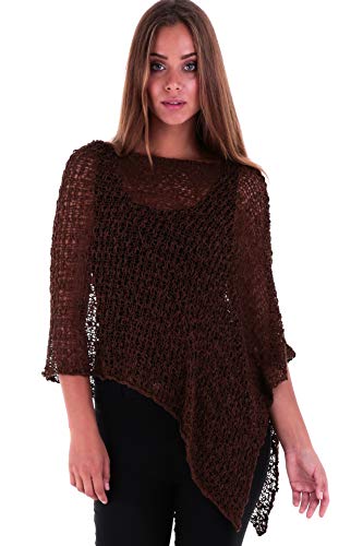 Image of SHU-SHI Summer Ponchos For Women Lightweight Sheer Popcorn Knit Sweater Cape Pullover