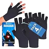 Podcase Pack de 4 Guantes para Artrosis y Artritis - Compresión para Mujer y Hombre - Reduce Inflamación - Sin Dedos para Manos - Válido para Trabajo, Gaming (Medium)