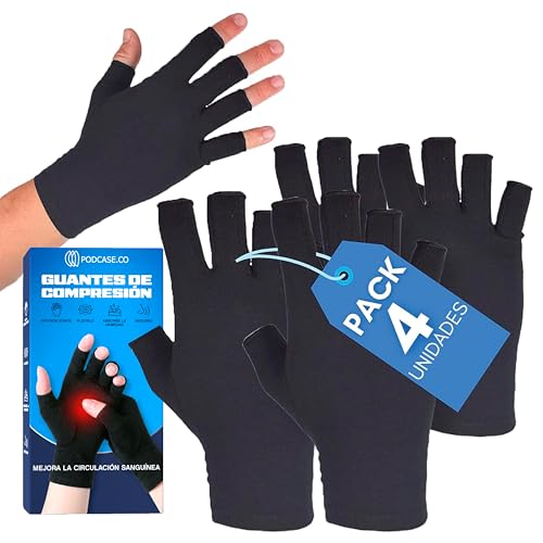 Podcase Pack de 4 Guantes para Artrosis y Artritis - Compresión para...