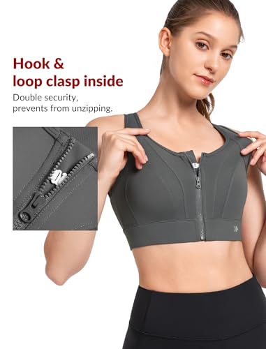 Yvette Front Zip Sports Bra for Women - High Impact Support - Image 4