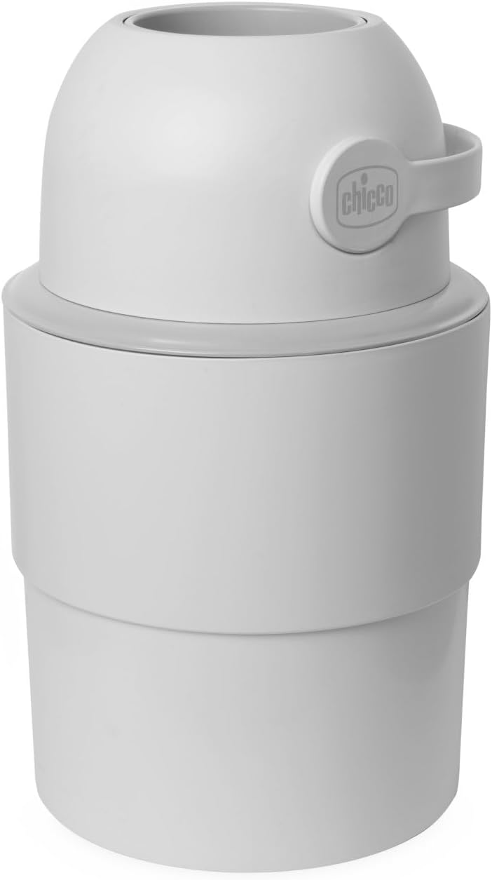 Chicco Telescopic Nappy Bin, Compact Odour Proof, Nappy Disposal, Foldable and Space-Saving Bin, No Need for Refills, Uses Normal Bin Liners, Grey