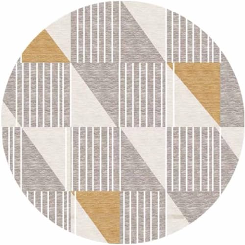 Tapis géométriques lavables moutarde pour simplifier l'entretien du salon - 2