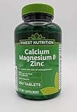 Finest Nutrition Calcium 333 mg Magnesium & Zinc Dietary Supplement Tablets 250 Each