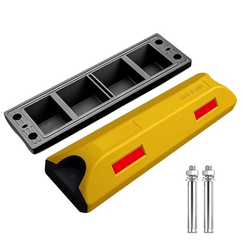 カーストッパー ゴム製 車止め 反射板付き輪止め ブロック クッション ブロック塀 56×16×8CM 車輪止め 防水 転倒防止 病院 ショッピングモール 屋外駐車場(色:イエロー、個数:1個)