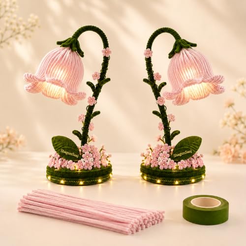 Image of ShagunSaaj Pipe Cleaner Flower Lamp DIY Kit for Kids and Adult Craft (Blush Pink)