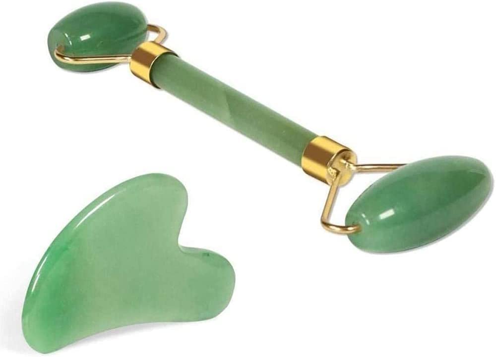 Jade Roller Gua sha Jade Roller Massager Anti-Aging Gua Sha Facial Tools Set with Natural Jade Gua Sha Massage Tool for Face and Full Body