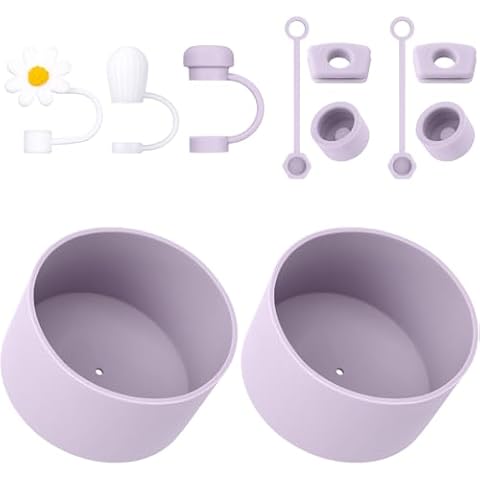 DUNLAGUE 2 Sets of Spill Stoppers and 2PCS Silicone Boots with 3PCS Straw Covers for Stanley Quencher H2.0 20oz 30oz 40oz Orchid Cover