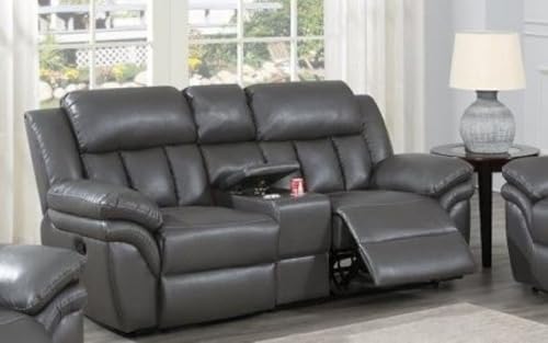 Image of Torque - Jerry 2 Seater Leatherette Manual Recliner | Recliner Sofa /Chair for Living Room, Bedroom, Office (Grey) | 1 Year Warranty