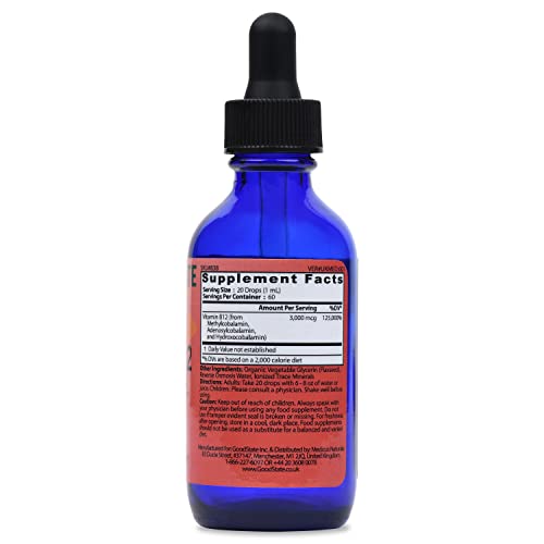  Good State Liquid Hydro B12 Methylcobalamin Adenosylcobalamin Hydroxocobalamin 3,000 mcg 60 Servings Vegan Friendly
| G