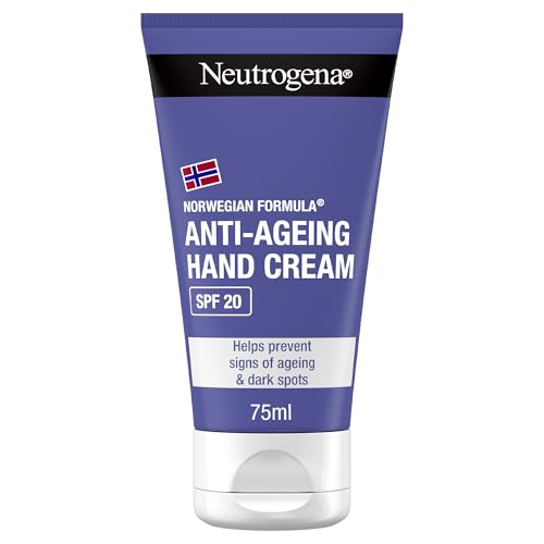 Neutrogena Fórmula Noruega Crema de manos Anti-edad SPF 20 (1x75 ml) crema de manos reparadora antiedad de uso diario, crema antimanchas con glicerina y minerales