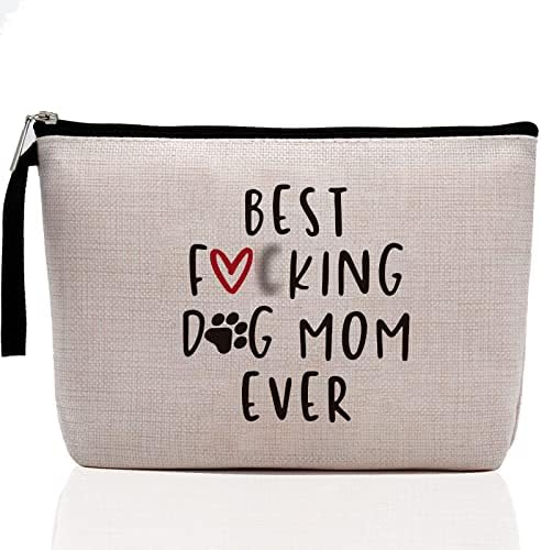 Hanamiya Na Funny Makeup Bag-Best Dog Mom Ever - Unique Gift Idea for Dog Mom, Women, Veterinarian, Animal Rescue or Vet Tech - Birthday Present for Dog Lovers Gifts for Women