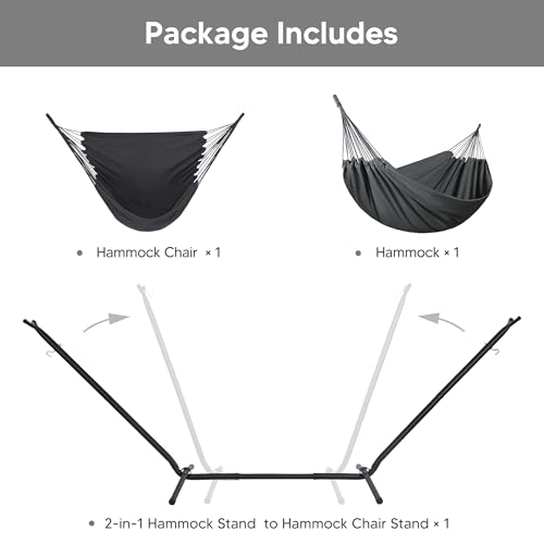 Image of SUNCREAT 2-in-1 Hammocks Outdoor Hammock and Stand, Patented, Dark Grey