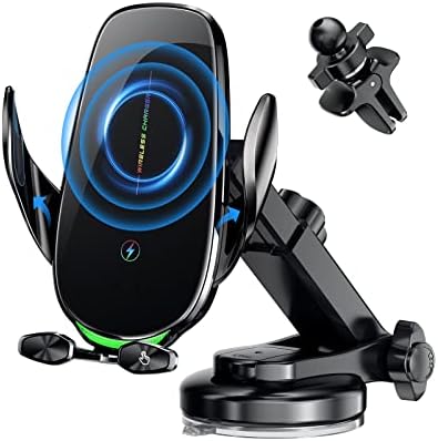 Wireless Car Charger,Memofo 15W Fast Car Phone Holder Mount Wireless Charging Auto-Clamping, for iPhone 14 13 12 11 Pro Max Xs, Samsung Galaxy s22 Ultra S21 S20, S10+ S9+ Note 9, etc