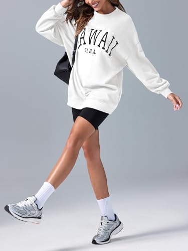 Image of Langwyqu Women's Oversized Sweatshirt Los Angeles California Crewneck Long Sleeve Casual Loose Pullover Tops