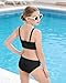 Century Star Girls Swimsuit 2-Piece Ribbed Bikini Set Adjustable Strap Bathing Suits for Teens Swimwear Solid Black 12-13 Years