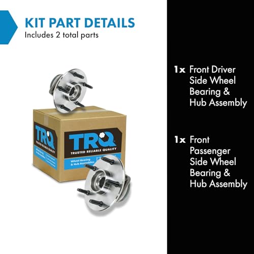 Image of TRQ Front Left and Right Wheel Bearing and Hub Assembly Set 2 Piece Compatible with 2000-2001 Dodge Ram 1500 4WD with 2 Wheel ABS Brakes