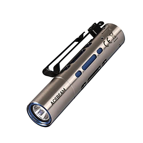 ACEBEAM Rider RX Led Flashlight Rechargeable, 650 High Lumens Mini Flashlight, Stainless Steel EDC AA Flashlight, Super Bright Small Flashlight, High CRI Pocket Flash Light for Outdoor Camping(Silver)