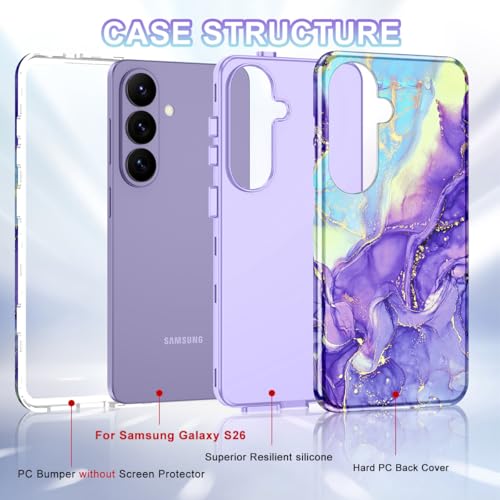 Btscase for Samsung Galaxy S26 Case, [Military Grade Drop Tested] Marble Pattern Design Slim Rugged Shockproof Women Girls Men Protective Anti-Scratch Cover, Cobalt Violet by Btscase - Used condition - US$8.84