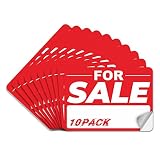 For Sale Signs Stickers, 10-pack 10x7 inch Premium Peel & Stick Vinyl Decal, Easy to Peel Off No Res