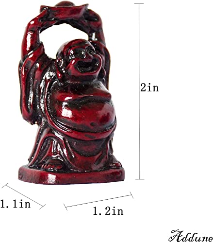 Set de 6 Figuras Buda Feliz Riendo Resina 2'' Rojo Oscuro miniatura 3