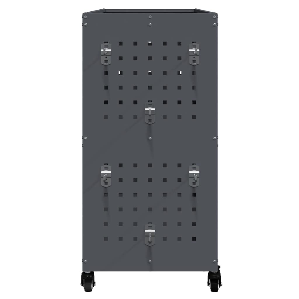 Carrello portautensili antracite in acciaio laminato a freddo, 75 x 35 x 73 cm, con 3 ripiani e 12 ganci, ruote bloccabili per officina e garage
