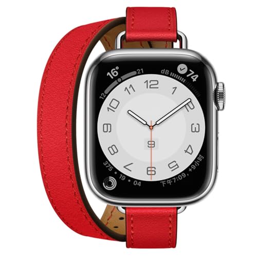 Bracelet double tour Apple Watch en cuir fin rouge pour sublimer vos tenues