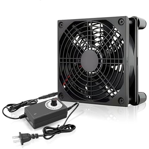 MEGAttA Cooling Fan with AC Plug,Variable Speed Controller 100-240vAC to 3-12vDC,External Portable Cooling Fan for Receiver DVR Xbox TV Box Router,Raspberry,PlayStation(1PCS) Cover