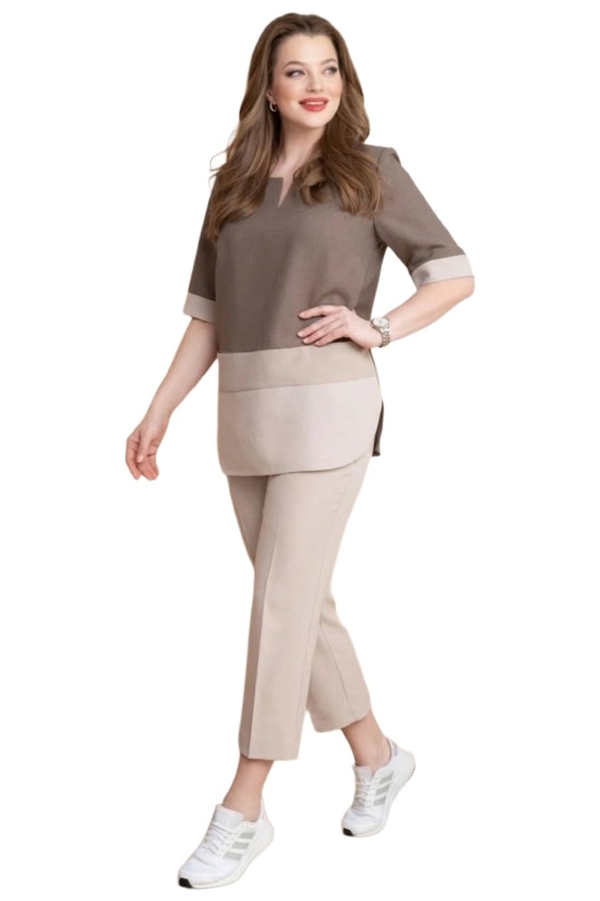 GoSriKi Co-Ord Set for Women Viscose Solid | Top Pant Co-Ord Set | Designer Two Piece Matching Outfit | Round Neck V-Slit Elbow Sleeve Coord Set | Stylish Indo Western Co-Ord Clothing-picture-43